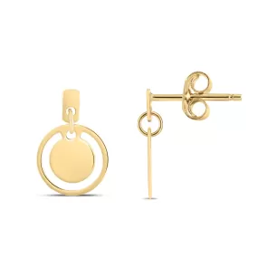 14K Circle Drop Earrings