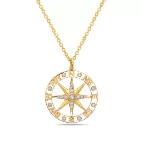 14k Gold Compass Pendant