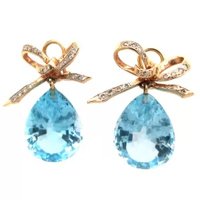 14k Gold Topaz and Diamond Earrings