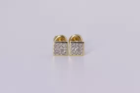 14K Yellow Gold Square Earrings .250Ctw