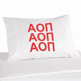 Alpha Omicron Pi Sorority Letters in Sorority Colors Pillowcase