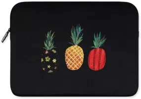 Black Pineapple Graphic iPad 11 13 15 17 inch Laptop Sleeves Cases Protective Covers Purses Handbags Square Cushion Pouches Designer School Collage Office Lightweight