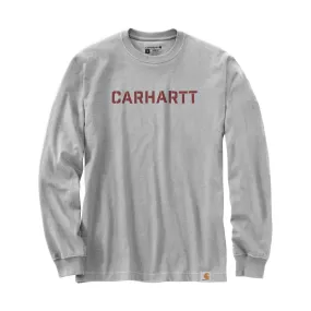 Carhartt Men's Loose Fit Heavyweight Long Sleeve Logo Graphic T Shirt - Heather Grey