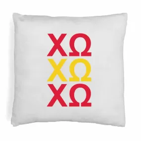 Chi Omega Throw Pillow Cover with Greek Letters