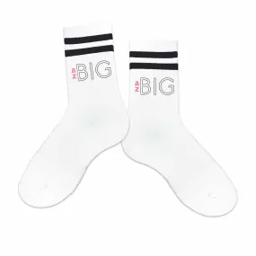 Delta Zeta Sorority Socks for your Big and Little with Greek Letters on Striped Cotton Crew Socks