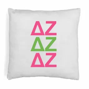 Delta Zeta Throw Pillow Cover with Greek Letters