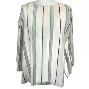 Forte Forte Cream & Jade Stripe Silk Tee Top S/M/L/XL