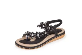 Haute editon Women's Crystal  Bohemian Beaded Comfort Sandals