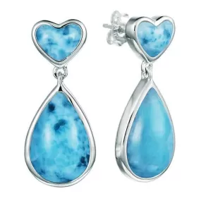 Larimar Aloha Heart Teardrop Earrings