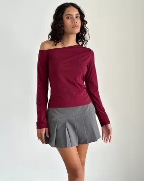 Ledez Asymmetric Slouchy Top in Burgundy Tissue