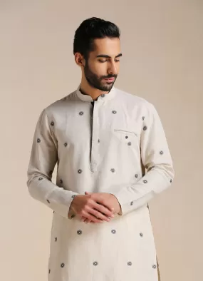 Manyawar Light Beige Printed Casual Kurta