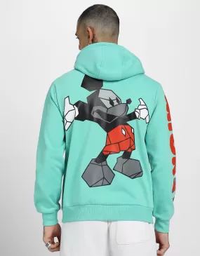 Mickey Magic: Men's Green Hoodie with Playful Graphic