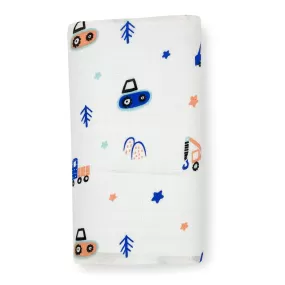 Organic Cotton Muslin Swaddle -Towel -Truck