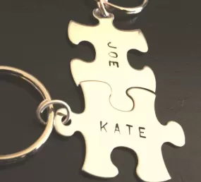 Personalized Puzzle Name Keychain, His and Hers Keychains