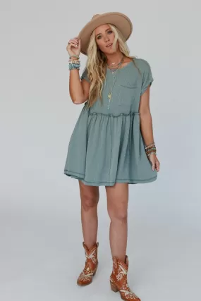 Subtle Escape Textured Dress - Olive Vintage