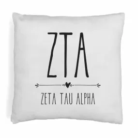 Zeta Greek Boho Sorority Throw Pillow Cover for Dorm or Apartment