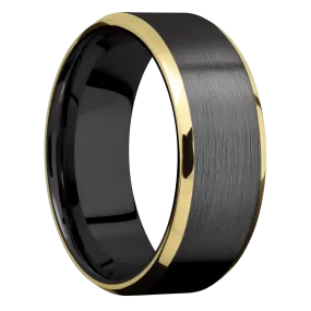 Zirconium with Satin , Polish Finish and 14K Yellow Gold Inlay